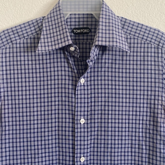 TOM FORD Men’s Plaid Dress Shirt Size 38/15 - Picture 2 of 6
